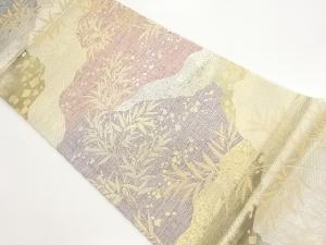 竹に色紙散らし模様織出し袋帯